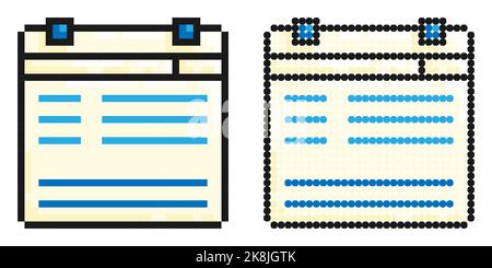 Icona pixel. Tablet per mantenere l'elenco, elenco di cose importanti da fare. Semplice vettore di gioco retrò isolato su sfondo bianco Illustrazione Vettoriale