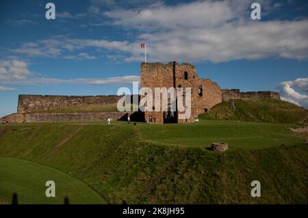 Castello e fortificazioni di Tynemouth, Tynemouth, Northumberland, Tyne e Wear, Foto Stock