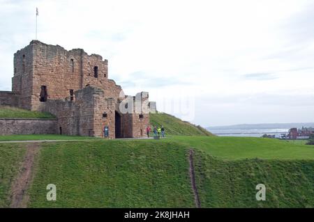 Castello e fortificazioni di Tynemouth, Tynemouth, Northumberland, Tyne e Wear, Foto Stock