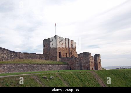 Castello e fortificazioni di Tynemouth, Tynemouth, Northumberland, Tyne e Wear, Foto Stock