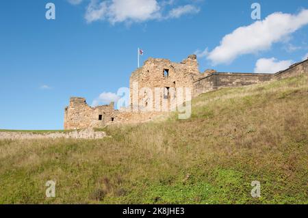 Castello e fortificazioni di Tynemouth, Tynemouth, Northumberland, Tyne e Wear, Foto Stock