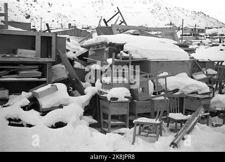 Hammerfest Novembre 1945. Il restauro nella Norvegia settentrionale dopo la guerra. FOTOGRAFO: H. E. / NTB Foto Stock