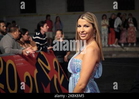 23 ottobre 2022, Roma, Italia: ROMA, ITALIA - 23 OTTOBRE: Claudia Conte partecipa al tappeto rosso per ''Lamborghini - l'uomo dietro la leggenda'' ad Alice nella CittÃ durante il 17th° Festival del Cinema di Roma. (Credit Image: © Gennaro Leonardi/Pacific Press via ZUMA Press Wire) Foto Stock