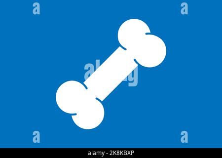 Simbolo dell'osso umano isolato su sfondo blu. Icona dell'organo umano. Illustrazione vettoriale. Illustrazione Vettoriale
