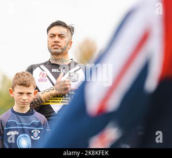 Campionato mondiale di rugby 2021 Nuova Zelanda / Galles PDRL a Victoria Park, Warrington Foto Stock