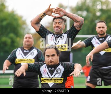 Campionato mondiale di rugby 2021 Nuova Zelanda / Galles PDRL a Victoria Park, Warrington Foto Stock