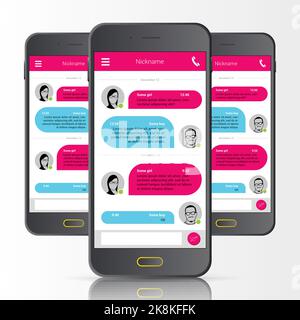 SMS Messenger. Bolle vocali. Interfaccia chat telefonica. Illustrazione vettoriale Illustrazione Vettoriale