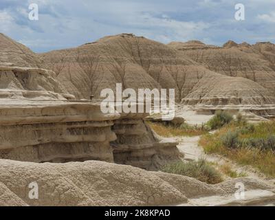 Scogli e colline panoramiche nel Toadstool Geological Park and Campground (badlands del Nebraska), USA Foto Stock