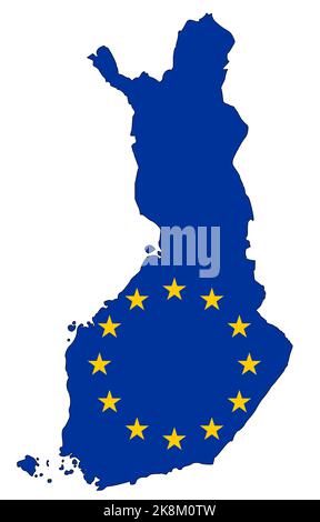 Mappa della Finlandia con bandiera dell'Unione europea (UE) Foto Stock