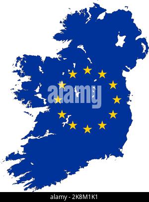 Carta dell'Irlanda con bandiera dell'Unione europea (UE) Foto Stock