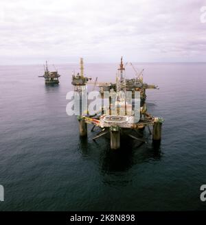 Mare del Nord 19780504 piattaforme petrolifere / giacimenti petroliferi. Le piattaforme sul campo di Frigg. Foto: Bjørn Sigurdsøn / NTB / NTB Foto Stock