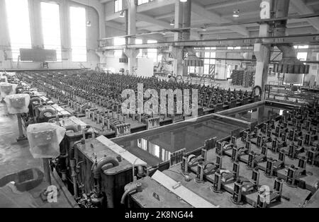 Oslo 19871110: Klorgassfabrikken - Norsk Hydro Porsgrunn, fotografata il 10 novembre 1987. Verranno avviati i lavori per tracciare la portata dell'inquinamento da mercurio che è avvenuto in fabbrica. Foto: Eystein Hanssen / NTB / NTB Foto Stock