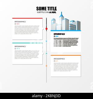 Modello di disegno infografico con etichette cartacee. Illustrazione vettoriale Illustrazione Vettoriale