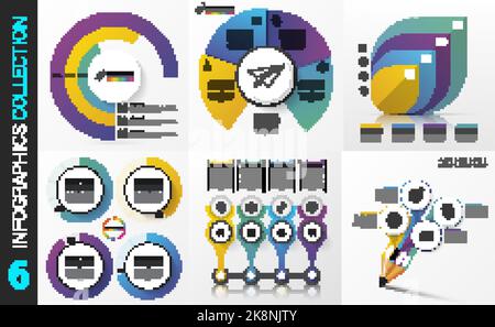 Grande collezione di infografiche colorate. Design moderno. Illustrazione vettoriale Illustrazione Vettoriale