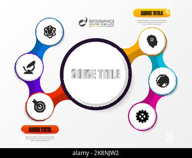 Tabella a bolle degli elementi a sei fasi. Modello infografico. Illustrazione vettoriale Illustrazione Vettoriale