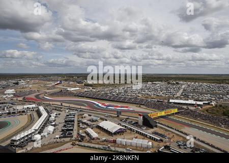 Vista generale della pista di Austin, pista, spettatori, tifosi durante il Gran Premio di Formula 1 Aramco Stati Uniti 2022, 19th° round del Campionato del mondo FIA di Formula uno 2022 dal 21 al 23 ottobre 2022 sul circuito delle Americhe, ad Austin, Texas - Foto: Xavi Bonilla / DPPI/DPPI/LiveMedia Foto Stock