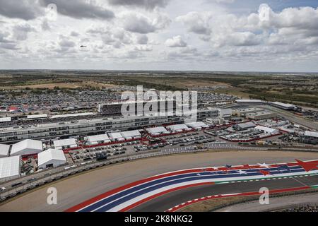 Vista generale della pista di Austin, pista, spettatori, tifosi durante il Gran Premio di Formula 1 Aramco Stati Uniti 2022, 19th° round del Campionato del mondo FIA di Formula uno 2022 dal 21 al 23 ottobre 2022 sul circuito delle Americhe, ad Austin, Texas - Foto: Xavi Bonilla / DPPI/DPPI/LiveMedia Foto Stock