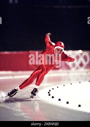 Albertville 19920216 Olympic-92 Albertville, pattinaggio, 1500 m, uomini, Ådne Søndrål in azione. Divenne il numero 2, assicurando così la medaglia d'argento. Foto: Lise Åserud / NTB / NTB Foto Stock
