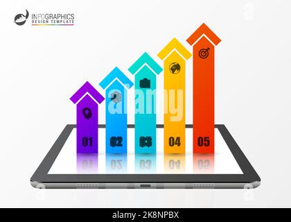 Modello di disegno infografico con frecce. Concetto aziendale. Illustrazione vettoriale Illustrazione Vettoriale