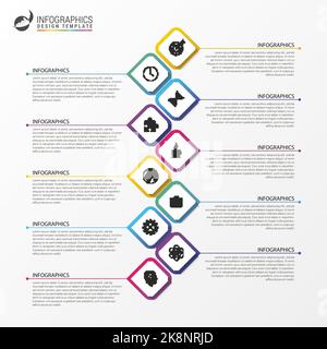 Modello di processo infografica moderno. Concetto di timeline. Illustrazione vettoriale Illustrazione Vettoriale
