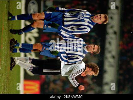 Trondhem. Calcio, Champions League 1996/1997. Rosenborg - IFK Gothenburg 1- 0 a Lerkendal. Trond Soltvedt T.H non vediamo l'ora. Foto: Gorm Kallestad Foto Stock