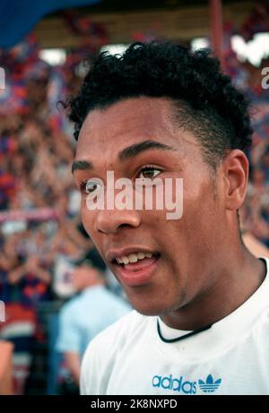 Oslo 6 agosto 1997. Calciatore John Carew. Foto; Cornelius Poppe / NTB Foto Stock