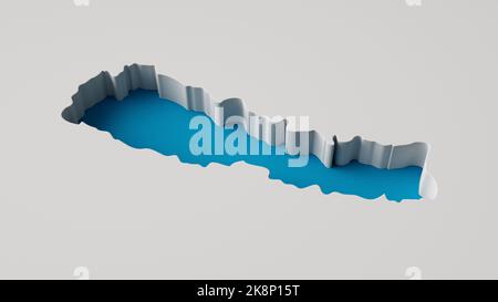 Nepal Map's 3D Illustration 3D Inner extrude map Sea Depth with Inner shadow. Isolato su sfondo grigio Foto Stock