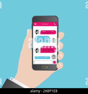 SMS Messenger. Bolle vocali. Interfaccia chat telefonica. Illustrazione vettoriale Illustrazione Vettoriale