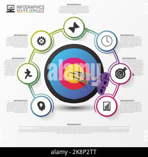 Concetto di marketing di target aziendale. Modello infografica. Illustrazione vettoriale Illustrazione Vettoriale