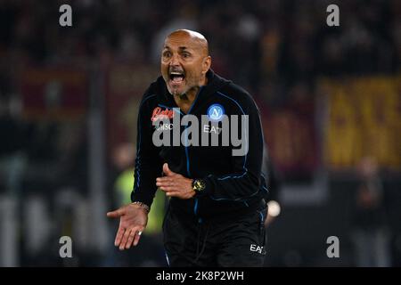 Roma, Italia. 23rd Ott 2022. Luciano Spalletti Coach (SSC Napoli) durante il Campionato Italiano di Calcio una partita del 2022/2023 tra AS Roma vs SSC Napoli allo Stadio Olimpico di Roma il 23 ottobre 2022. Credit: Independent Photo Agency/Alamy Live News Foto Stock