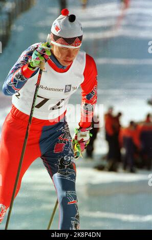Lillehammer 19940227 Olympic-94, sci di fondo, Birkebeineren Ski Stadium. Sture Sivertsen in azione sotto il 5-Mile. Divenne il numero 3. Foto: Per Løchen / NTB / NTB Foto Stock