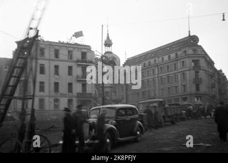 WW2 Oslo 19441231 l'attentato dinamitardo contro Oslo. Qui da Victoria Terrace, Drammensveien. Foto: NTB *** Foto non elaborata ***** Foto Stock