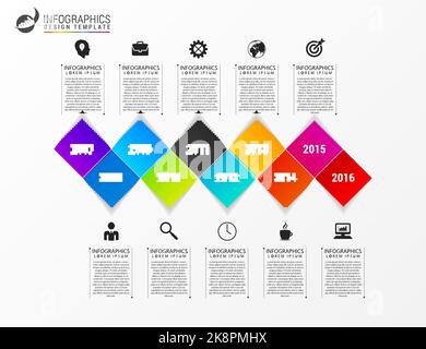Modello di processo infografica moderno. Concetto aziendale. Illustrazione vettoriale Illustrazione Vettoriale