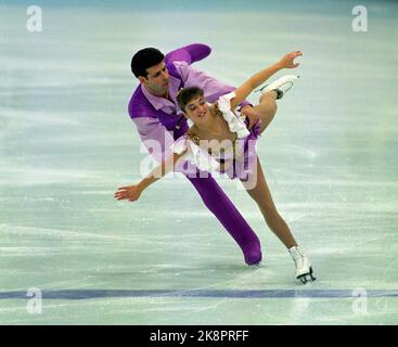 Hamar 19940215 OL 94 Lillehammer Olimpiadi invernali a Lillehammer Figure skating / pairing Olimpiadi Hamar. Isabelle Braseur e Lloyd Eisler dal Canada in azione. Sono diventati il numero 3. Foto: Johnny Syversen, NTB Foto Stock