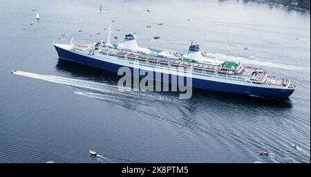 La nave da crociera 'SS Norway' - una vista potente, era l'obiettivo dei due piccoli aerei che si sono scontrati sulla baia del Quberon in Francia giovedì. Almeno 15 persone sono temute dopo l'incidente. Foto di scorta. (Foto: Myhrvold / archivio NTB Plus) Foto Stock