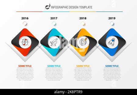 Modello di progettazione infografica. Concetto creativo in 4 fasi. Può essere utilizzato per il layout del flusso di lavoro, il diagramma, il banner, il webdesign. Illustrazione vettoriale Illustrazione Vettoriale