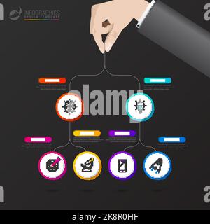 Modello di progettazione infografica. Concetto aziendale con icone. Illustrazione vettoriale Illustrazione Vettoriale