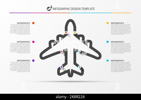 modello di progettazione infografica. Aereo. Concetto di viaggio. Illustrazione vettoriale Illustrazione Vettoriale