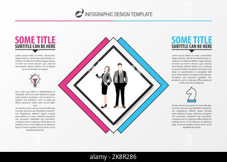 Concetto aziendale con 2 passaggi. Modello di progettazione infografica. Illustrazione vettoriale Illustrazione Vettoriale
