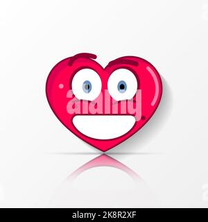 Cuore sorridente carino con grandi occhi. Emoticon. Illustrazione vettoriale Illustrazione Vettoriale