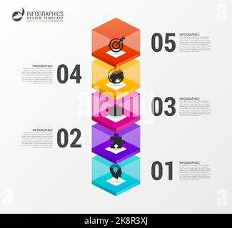 Modello di progettazione infografica. Concetto di timeline con scale. Illustrazione vettoriale Illustrazione Vettoriale