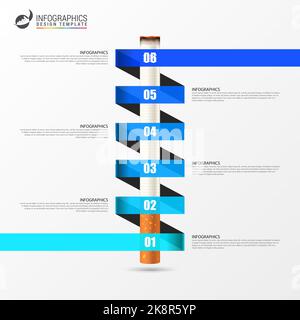 Concetto di sigaretta. Modello di progettazione infografica con passaggi. Illustrazione vettoriale Illustrazione Vettoriale