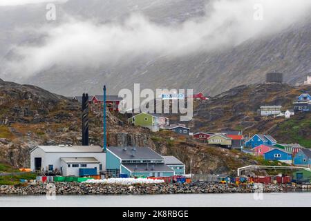 Città di Qaqortog, comune di Kujalleq, Groenlandia, Regno di Danimarca Foto Stock