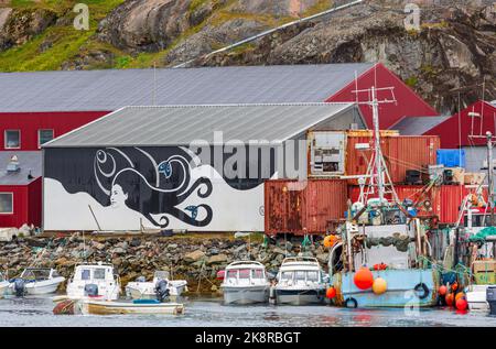 Città di Qaqortog, comune di Kujalleq, Groenlandia, Regno di Danimarca Foto Stock