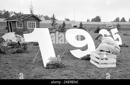 Oslo 19650626 «notte del Signore a Ullevål» durante alcune ore notturne dopo la vittoria sulla Jugoslavia, lo stadio Ullevaal, testimone del Signore, si trasformò nell'arena per un grande convegno religioso. A Greessmata un piccolo ramo di seggio, un gesto al turismo e agli ospiti stranieri. Foto: Aage Storløkken / corrente / NTB Foto Stock