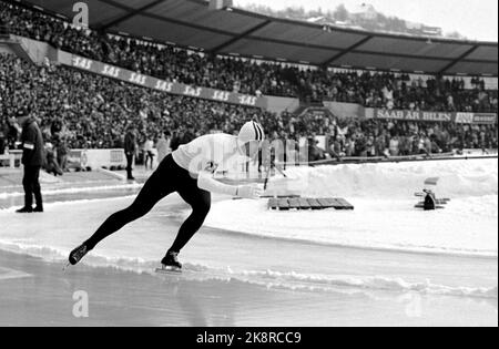 Gothenburg, Svezia 19680225 la Coppa del mondo sui pattini, uomini veloci allo stadio Nya Ullevi di Gothenburg, per stand pieni. Qui il campione del mondo Fred Anton Maier (NOR) in azione. Foto: Storløkken / corrente / NTB Foto Stock