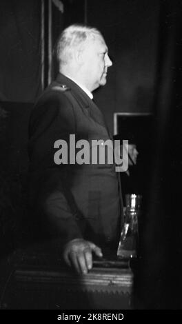 Agosto 1943. Borgarting a Sarpsborg: Vidkun Quisling sul pulpito. Foto: Johnsen / NTB Foto Stock