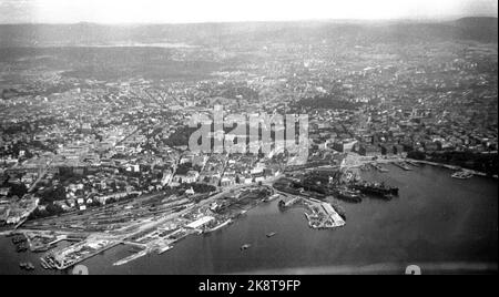 Oslo 10460731 immagine generale / foto aerea del porto di Oslo con dall'area di Filipstad, Tjuvholmen, Akers MEK. Workshop (al centro della foto) e il municipio di recente costruzione. Foto: NTB / NTB Foto Stock