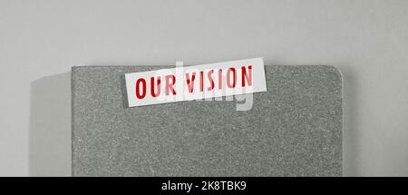 Primo piano concettuale di un'idea di business che mostra la missione Foto Stock