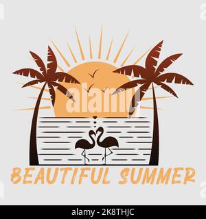 Bella estate. Illustrazione del tema estivo. Modificabile, illustrazione vettoriale. Illustrazione Vettoriale